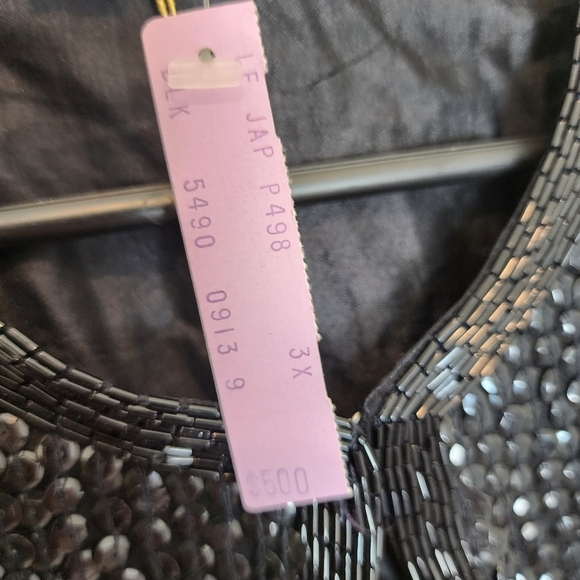 NWT JUDITH ANN PLUS Tulips Black Sequin Beaded Silk Jacket Blazer Women's 3X New - Picture 11 of 12